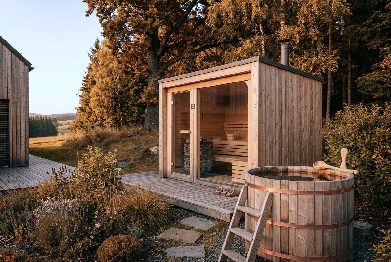 Venkovní sauna u terasy