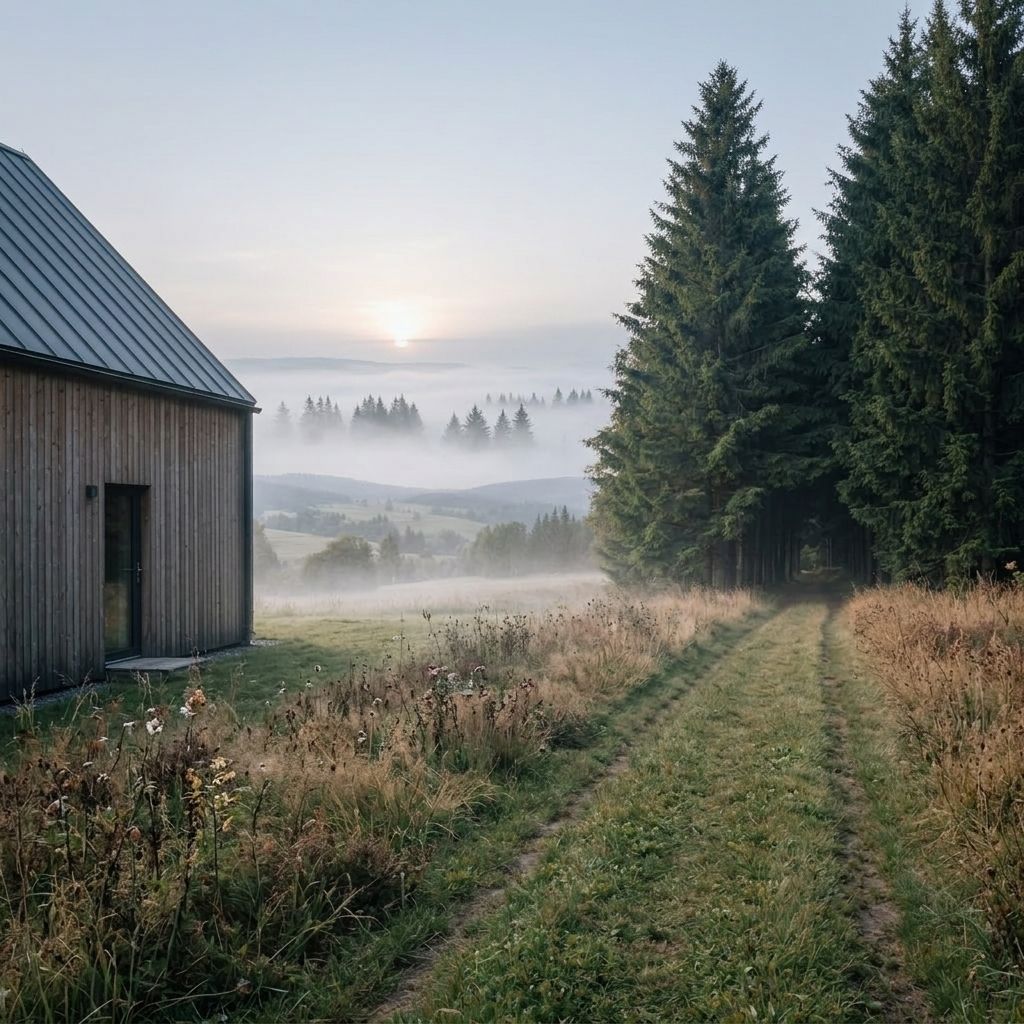 Ráno v mlze nad údolím